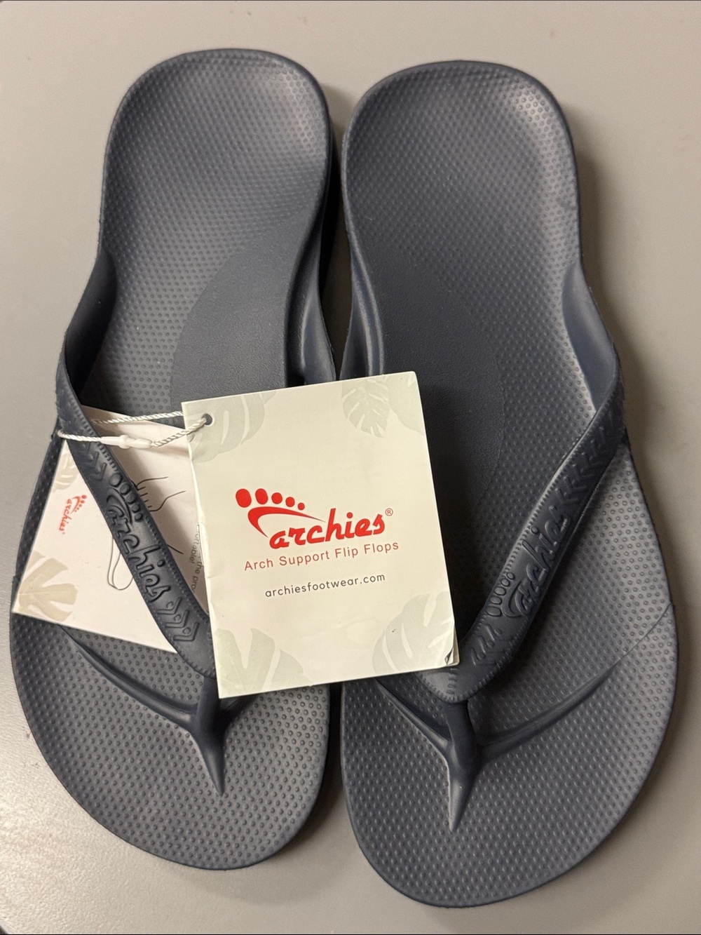 Archies Women's Arch Support Flip Flops in Charcoal Gray